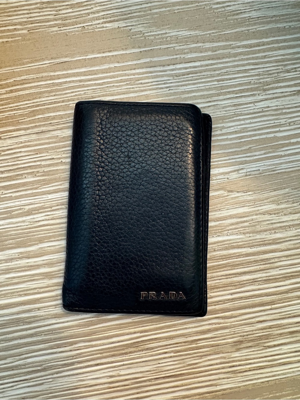 PRADA Navy Leather Card Holder Wallet